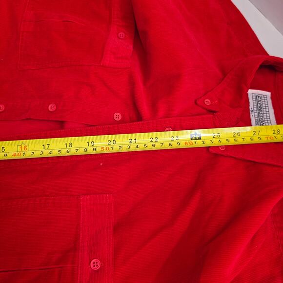 Expressions, Vintage 90's Red Corduroy Long Sleeve Button-Up, Mens, XL - Picture 8 of 8